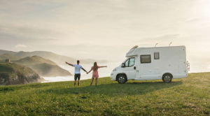 Motorhome couple coast